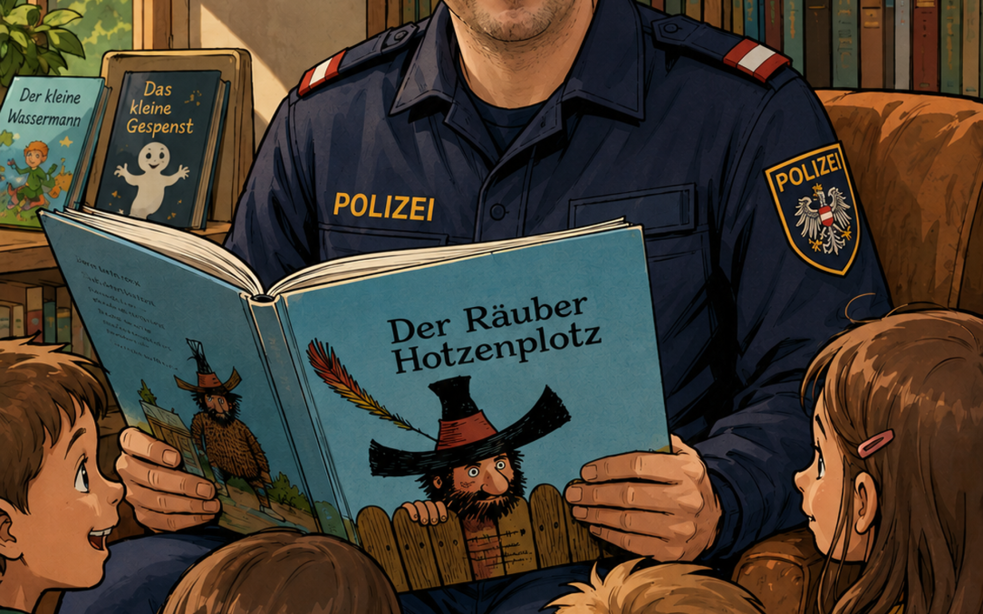 Polizist liest 