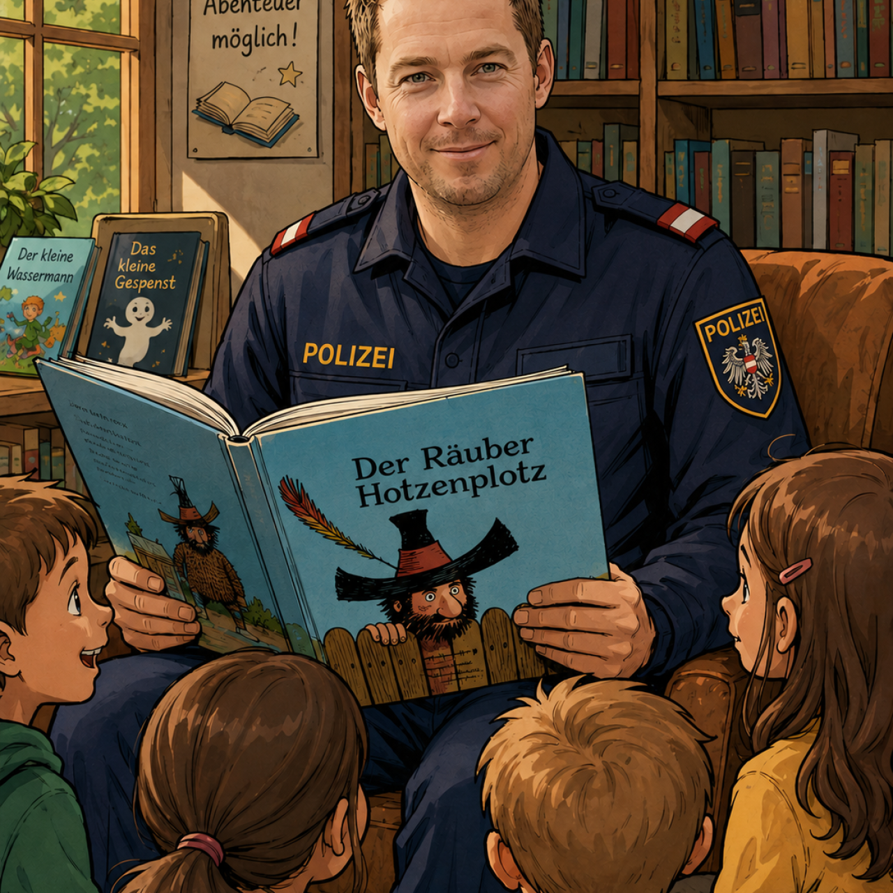 Polizist liest 